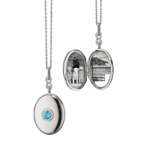 Blue Topaz Infinity Locket Necklace