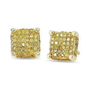 10KY 0.25CTW YELLOW DIAMOND FANCY DICE EARRING