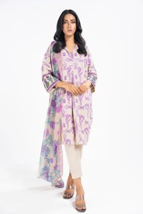 3 Pc Embroidered Lawn Suit With Poly Chiffon Dupatta