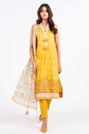 3 Pc Printed Lawn Suit With Poly Chiffon Dupatta