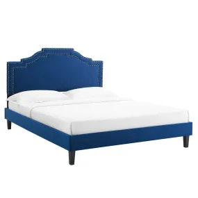 Adelaide Performance Velvet Full Platform Bed By Modway - MOD-6858 - Navy