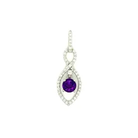 Amethyst Infinity Pendant with Forty-Six Diamonds in 14K White Gold