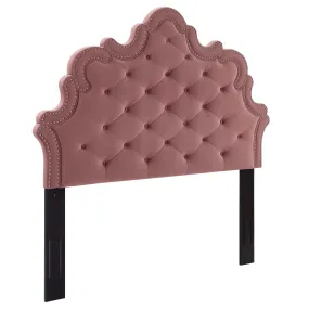 Arabella Button-Tufted Performance Velvet Twin Headboard By Modway - MOD-6562 - Dusty Rose