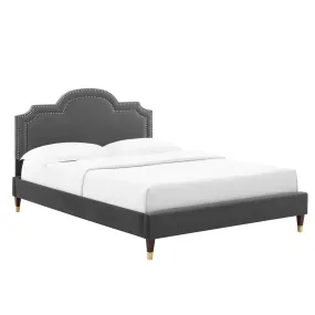 Aviana Performance Velvet Queen Bed By Modway - MOD-6824 - Charcoal