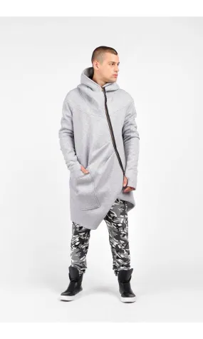 Cotton Fleece Hoodie with Asymmetric Closure