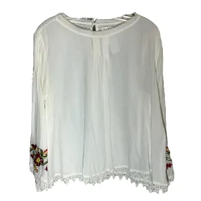 Cream Top Long Sleeve Velvet, Size Xl