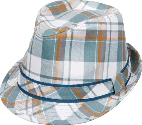 Kenny K - Aqua Plaid Fedora Hat