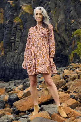 Loveknots Tunic Dress Caramel in Fine Cord