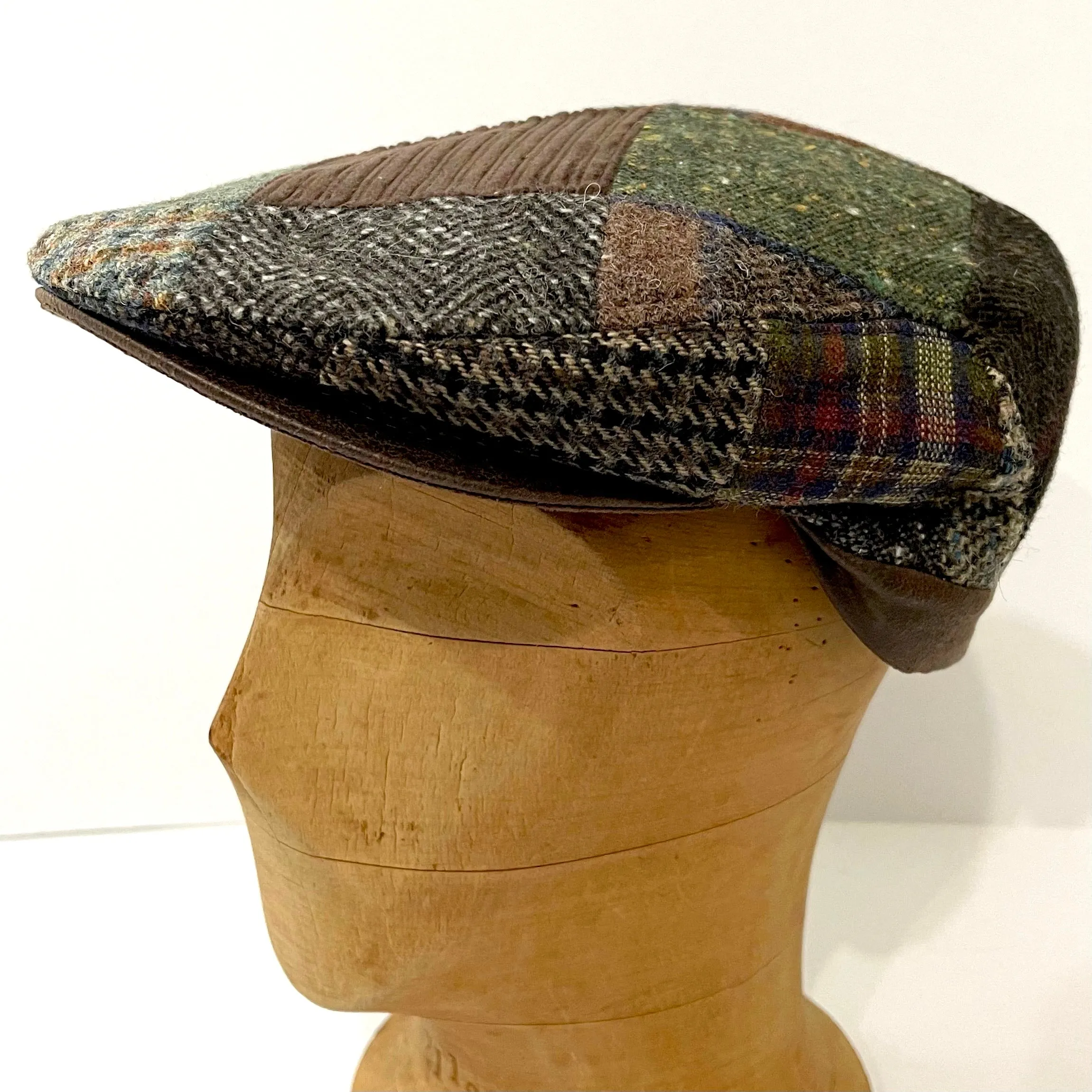 M by Flechet - Patchwork Flat Cap - Wool Blend - Marron Chestnut