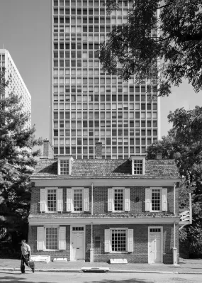 Man Full of Troubles Tavern and Society Hill Tower From Spruce Street, Philadelphia