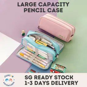 Multiple styles of minimalist solid-colored candy-colored large capacity stationery cases, creative student multi-functional canvas pencil cases that are washable.